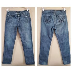 Kut From The Kloth Womens Boyfriend Straight Jeans Size 8 Dark Blue Distressed